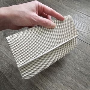 Antique White Metal Mesh Vintage Clutch